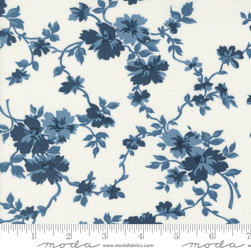 Shoreline by Camille Roskelley for Moda - Cream Navy Floral 55306-24
