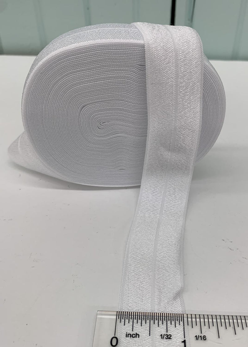 1" Folding Elastic -  White (1m package)