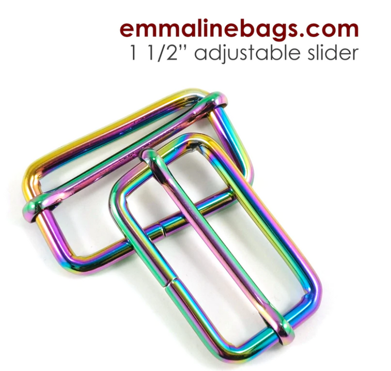 Adjustable Sliders 1.5"- 2PC by Emmaline Bags - Iridescent Rainbow SLD38MM-IR/2