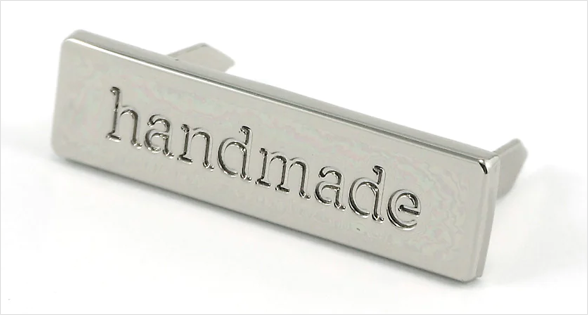 Bag Label "Handmade" by Emmaline Bags -Nickel BB-LABEL10mm-NL/1