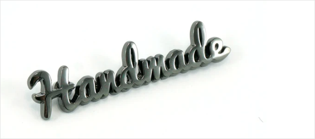 Bag Label "Handmade" in Script -  Gunmetal - Emmaline Bags