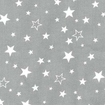 Cozy Cotton FLANNEL by Kaufman - Wh Stars on Grey 15593-12
