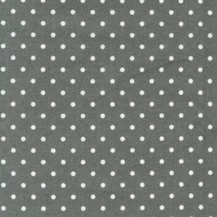 Cozy Cotton FLANNEL by Kaufman - White Dots on Grey 9255-12