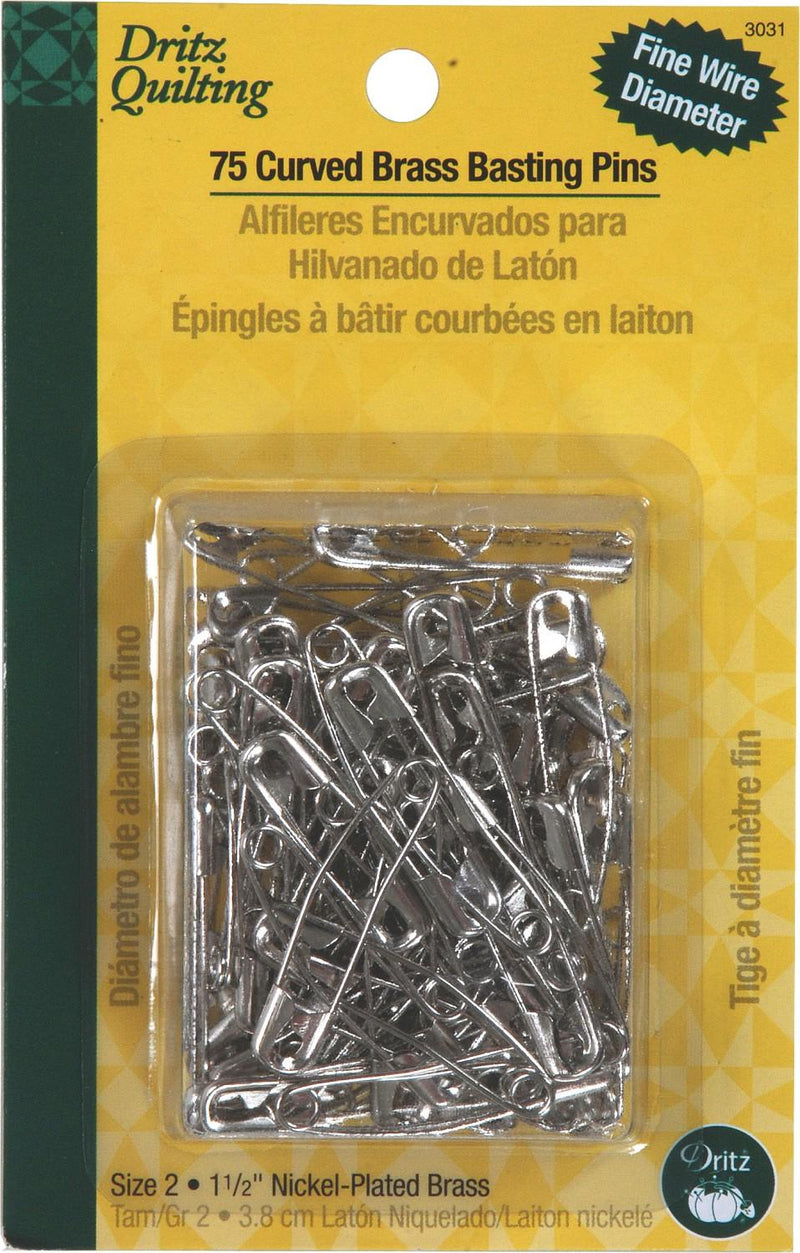 Dritz Curved Brass Basting Pins - 1.5" - 75pc