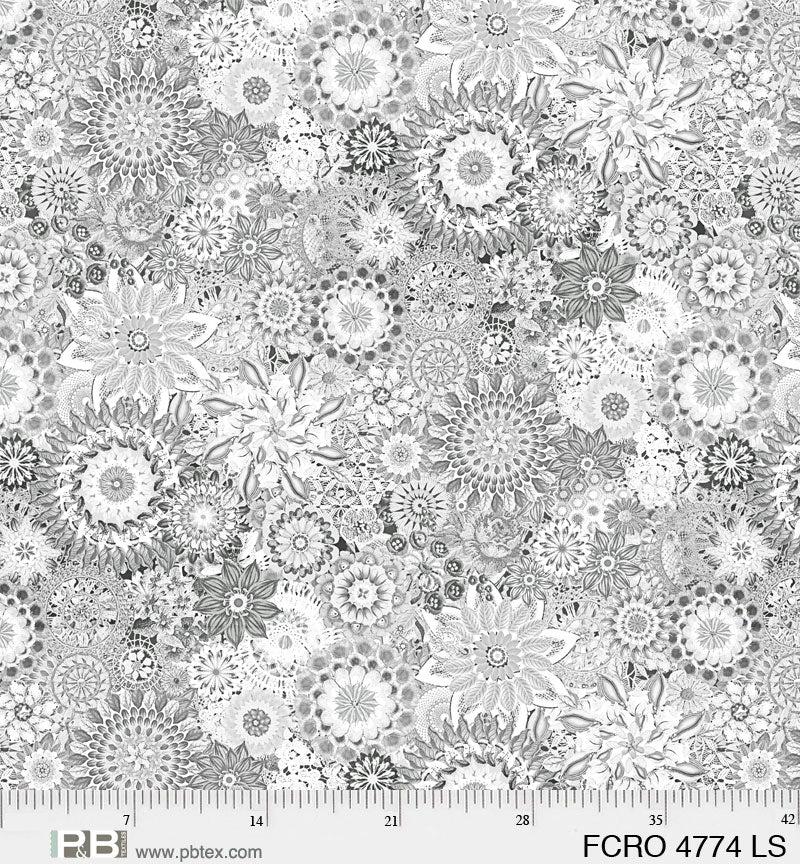 Floral Crochet WIDEBACK 108" by P&B Textiles - Packed Grey Floral 4774-LS
