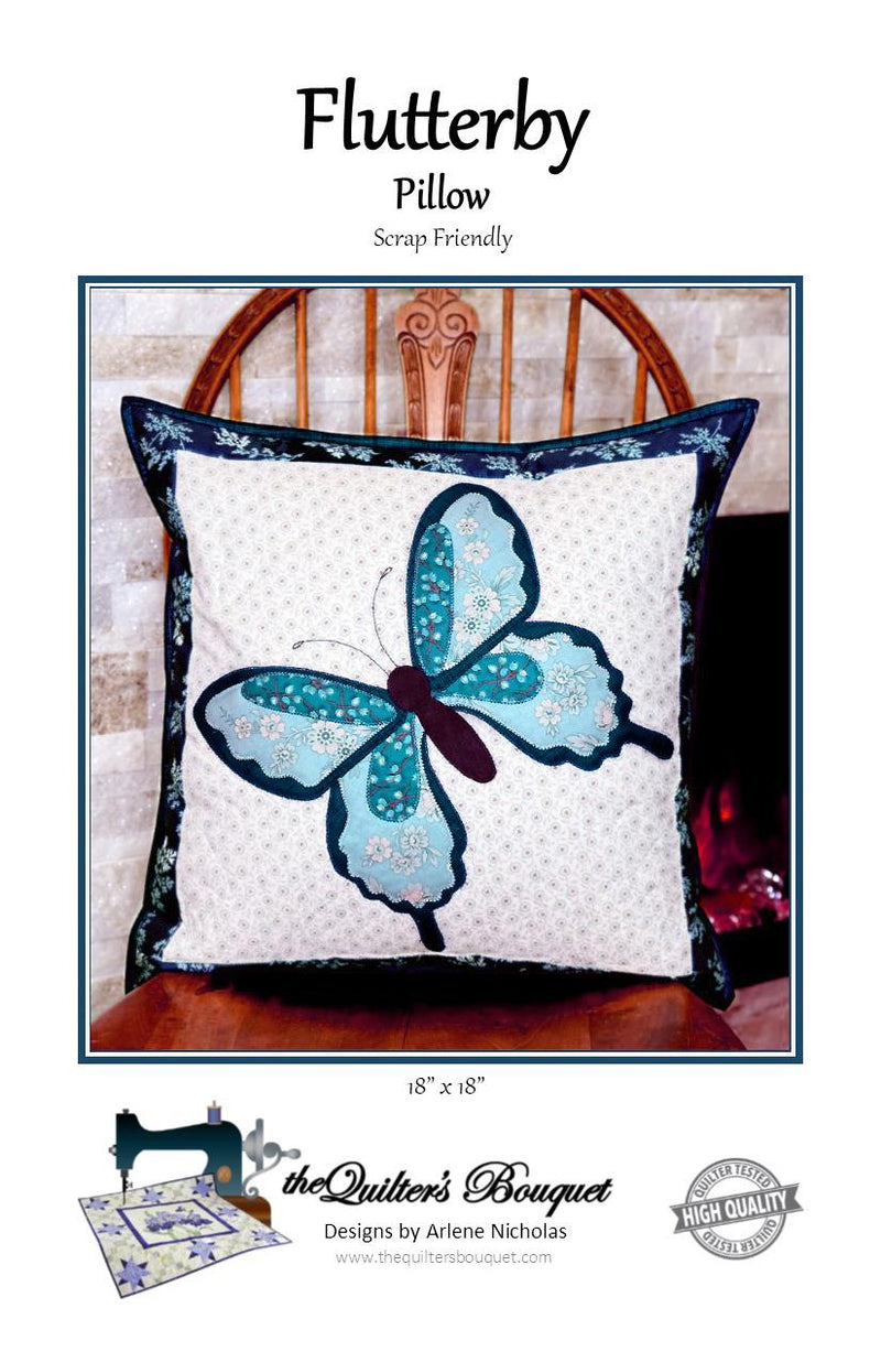 Flutterby Pillow Pattern by Quilter's Bouquet - 18" x 18"