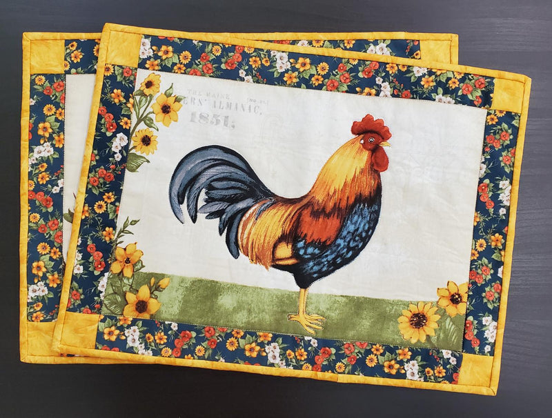 Garden Gate Roosters Placemats - 19" x 14" (makes 4) Includes Binding