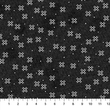 Harmony Linen by Figo - Black Crosses CL90305-99
