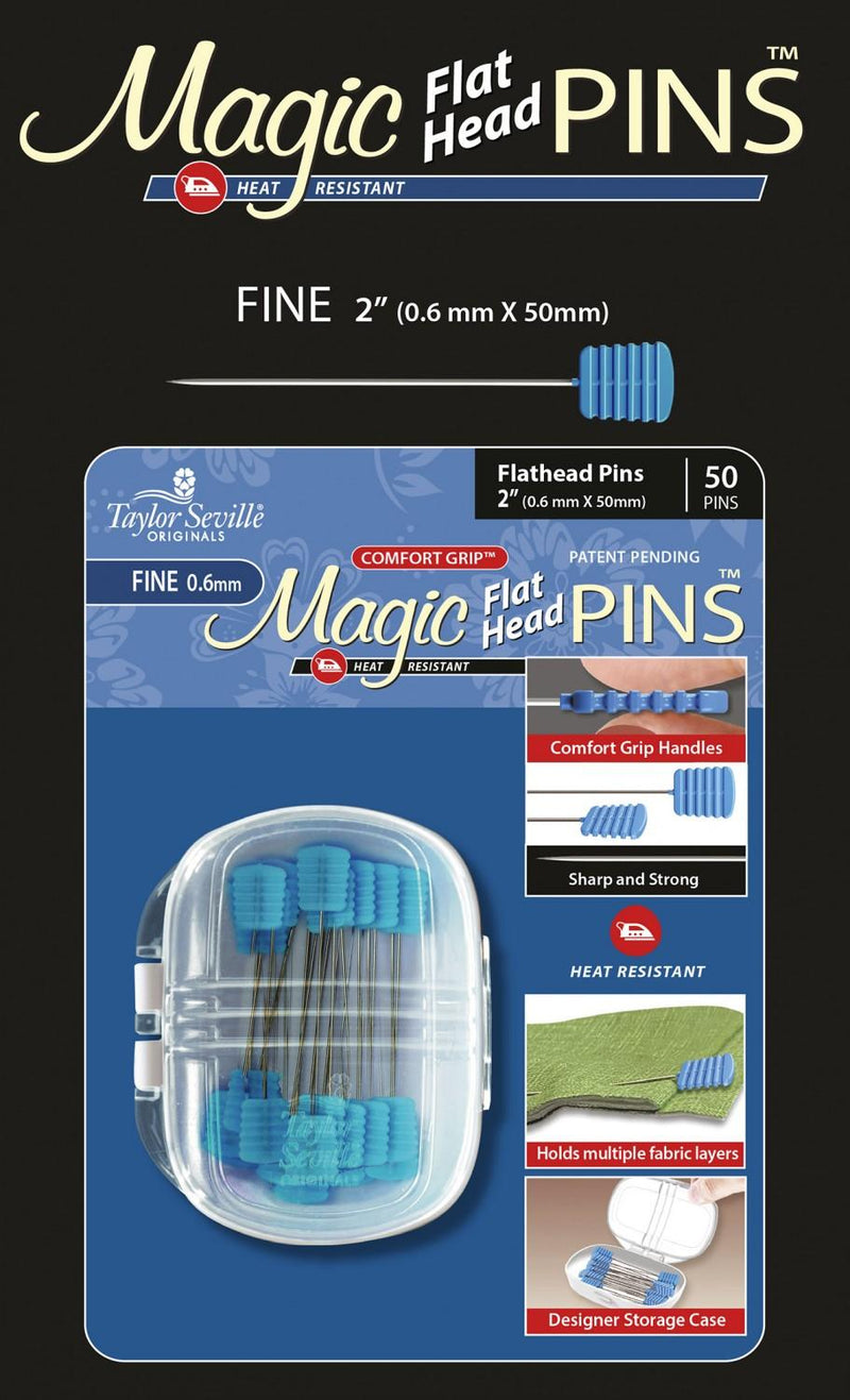 Magic Flat Head Heat Resistent Pins - 2" Fine by Taylor Seville - 50pcs