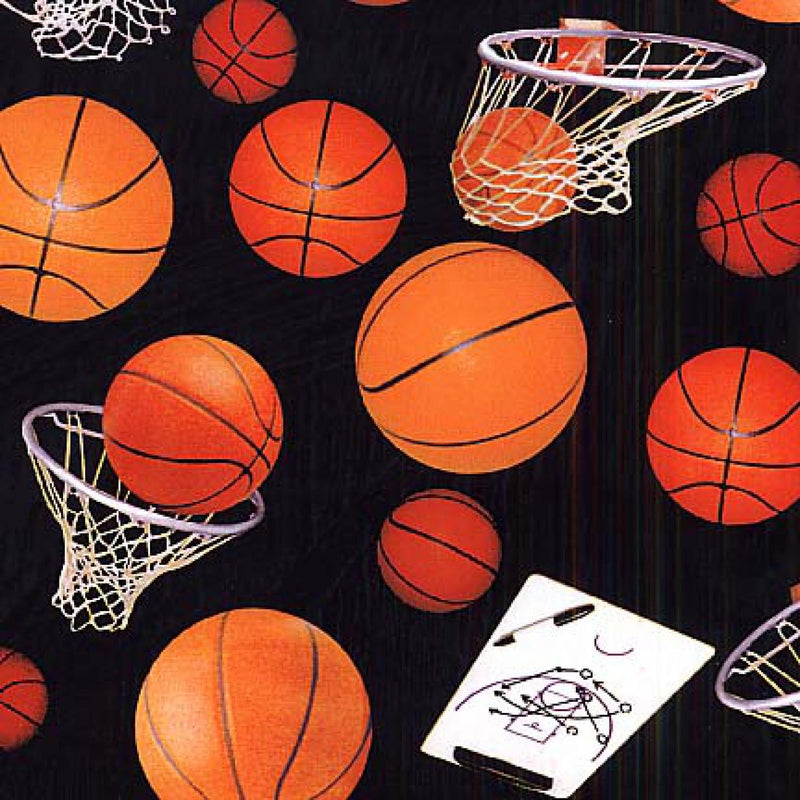 Sports Collection Elizabeth's Studio - Basketballs on Black - 132E-BLK
