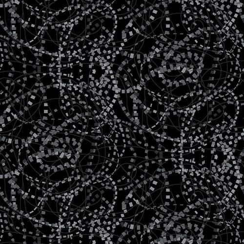 Tranquil Flannel WIDEBACK 108" by E-Studio - Swirling Geometric Black - F7084-99