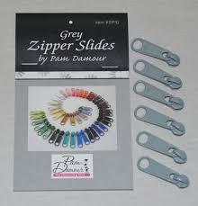 Zipper Slides by Pam Damour - 6 sliders- GREY- ZIP/G