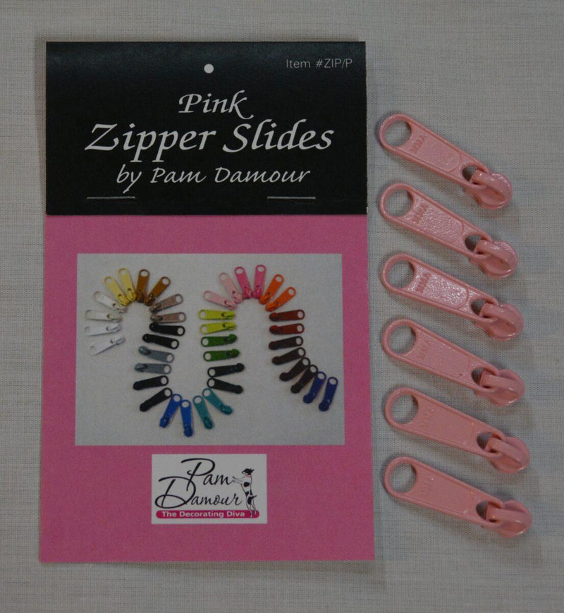 Zipper Slides by Pam Damour - 6 sliders - PINK-ZIP/P