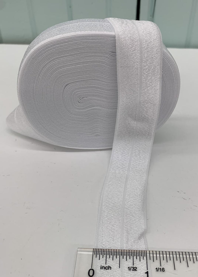 1" Folding Elastic -  White (sold by metre)