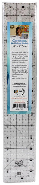 2.5"  X 15" Crystal Quilting Ruler by Quilters Select - QS-CRL2.5X15