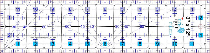 3"  X 12" Non Slip Quilting Ruler by Erie Quilt Art Rulers