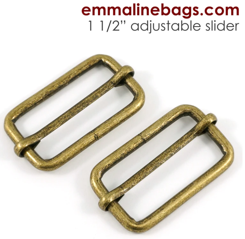Adjustable Sliders 1.5"- 2PACK - Antique Brass - Emmaline Bags - EBSLD-38-AB