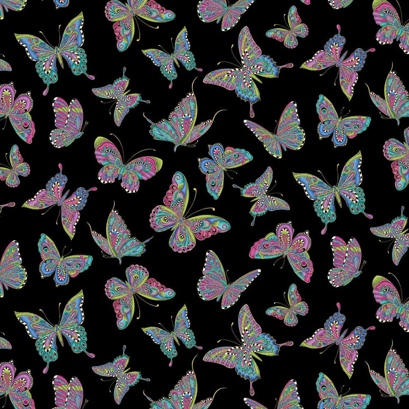 Alluring Butterflies for Benartex - Black Butterflies 13306M-12