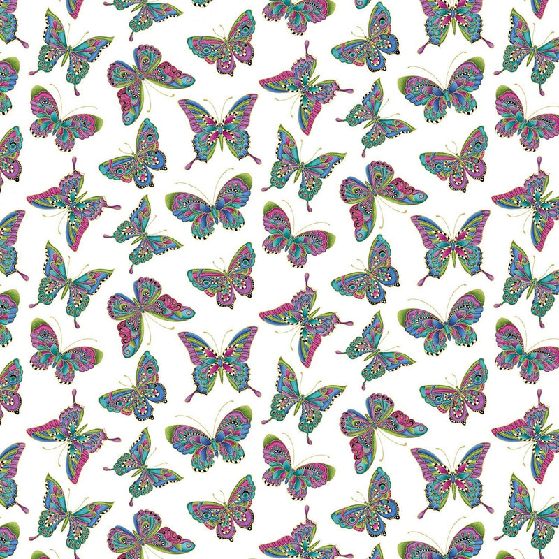 Alluring Butterflies for Benartex - Sm Wht Butterflies 13311M-09