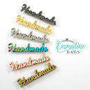 Bag Label "Handmade" in Script - Gold Finish - Emmaline Bags