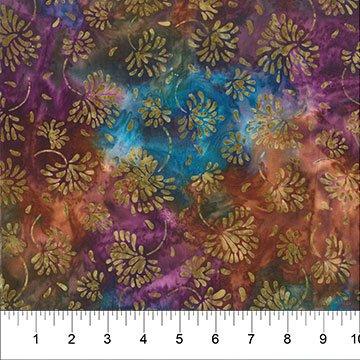 Banyan Batiks - Fragrant for Northcott - 83130-88 Hickory Plum Pressed Flowers