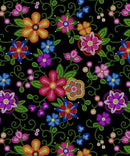 Beaded Floral by QT Fabrics - Black 000EY01C