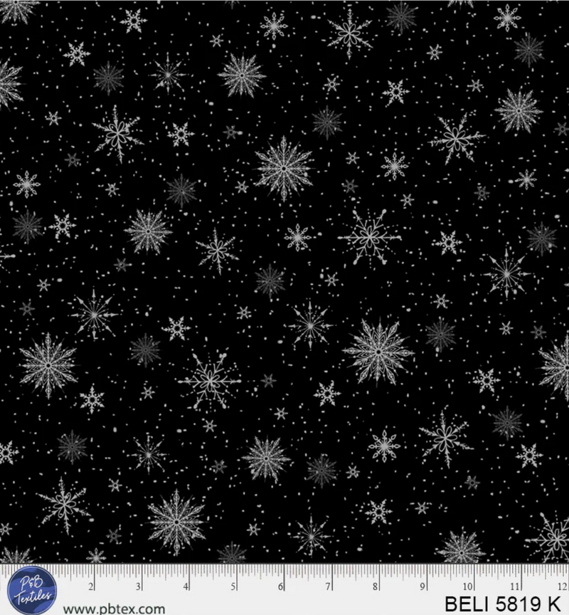 Believe - P&B Textiles - Snowflake Allover Black - 5819 K