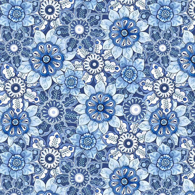 Blooming Blue by Wilmington - Floral Multi 27688-441