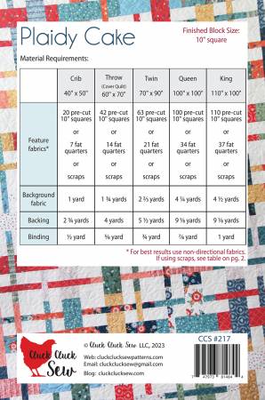 Plaidy Cake Quilt PATTERN - by Cluck Cluck Sew - CCS217