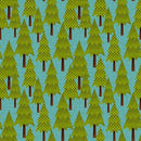 Camping Gnomes by Studio E - Blue/Green Trees 8257-61