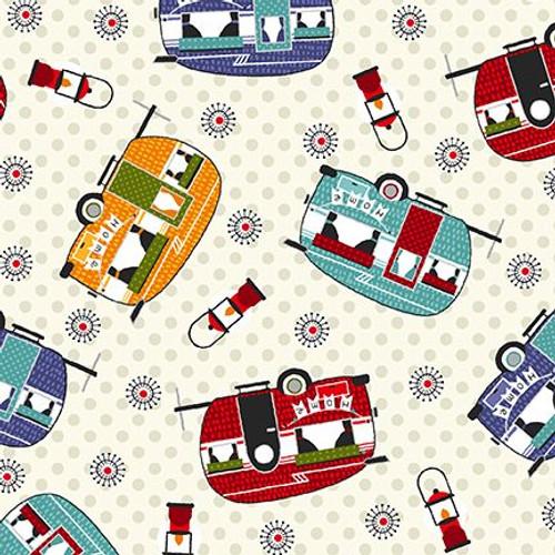 Camping Gnomes by Studio E - Tossed Gnomes Off-White 8255-30