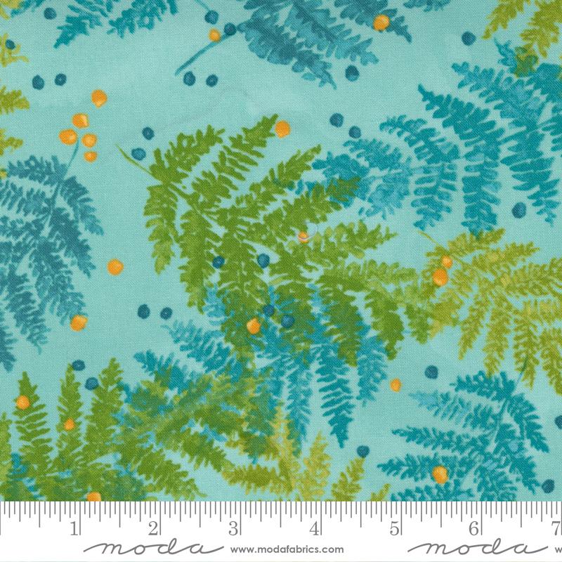 Carolina Lilies by Moda - Ferns Greenery Leaves Aqua 48702-19