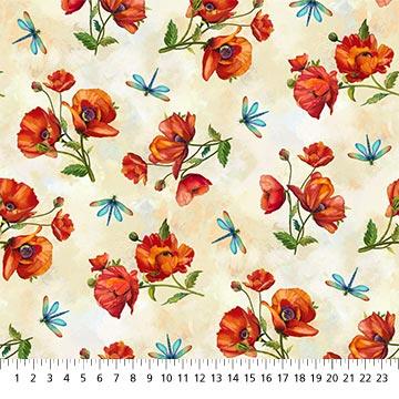 Charisma by Northcott - Poppies on Cream - DP25563-12