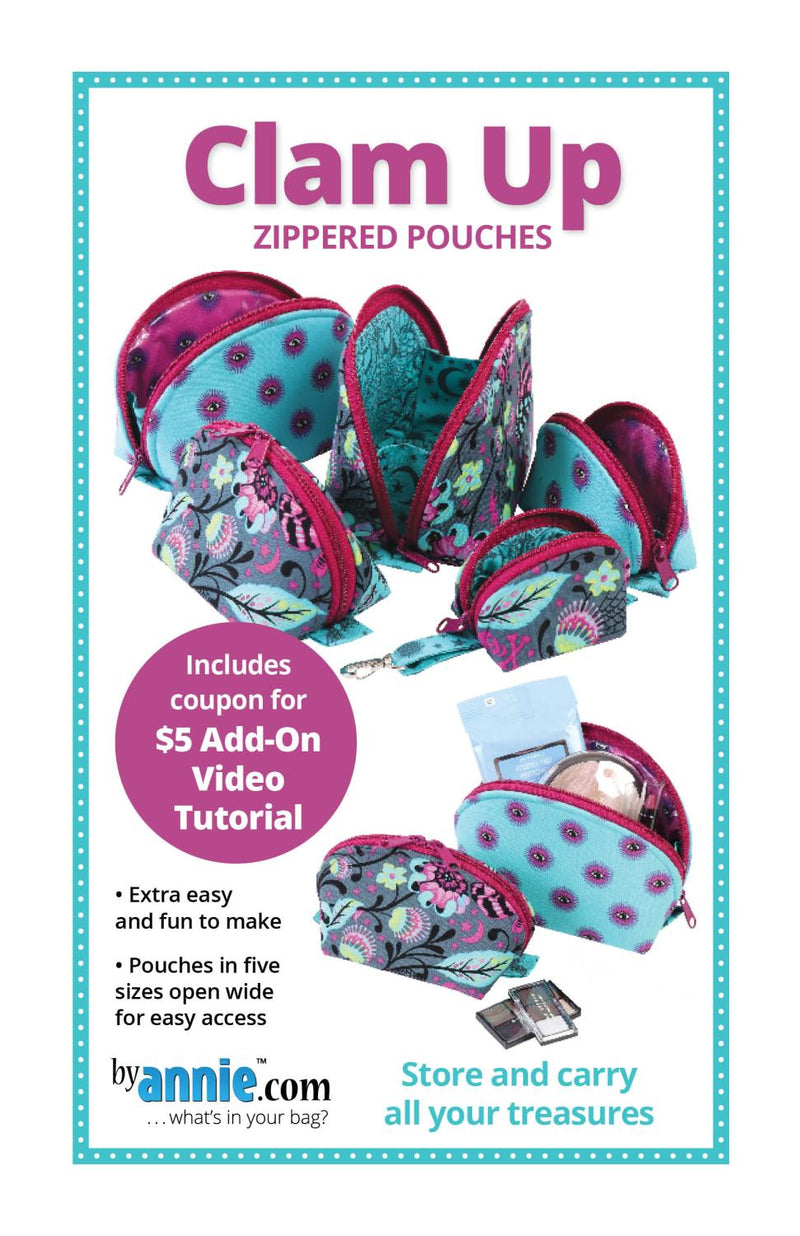 Clam Up Zippered Pouch Pattern by Annie