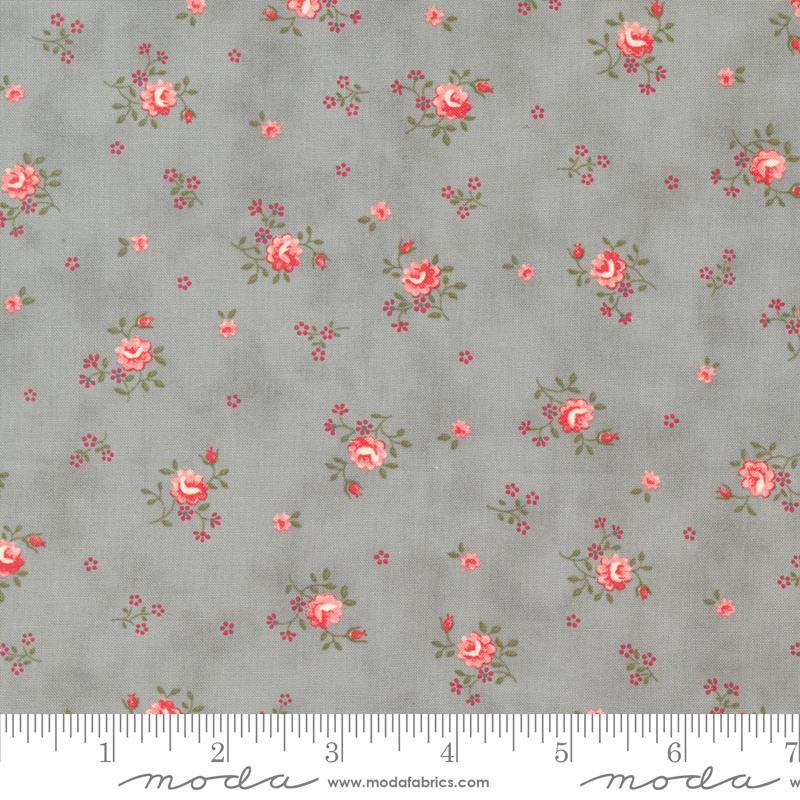 Collections Cause Etchings by Moda - Small Floral on Slate 44336-14
