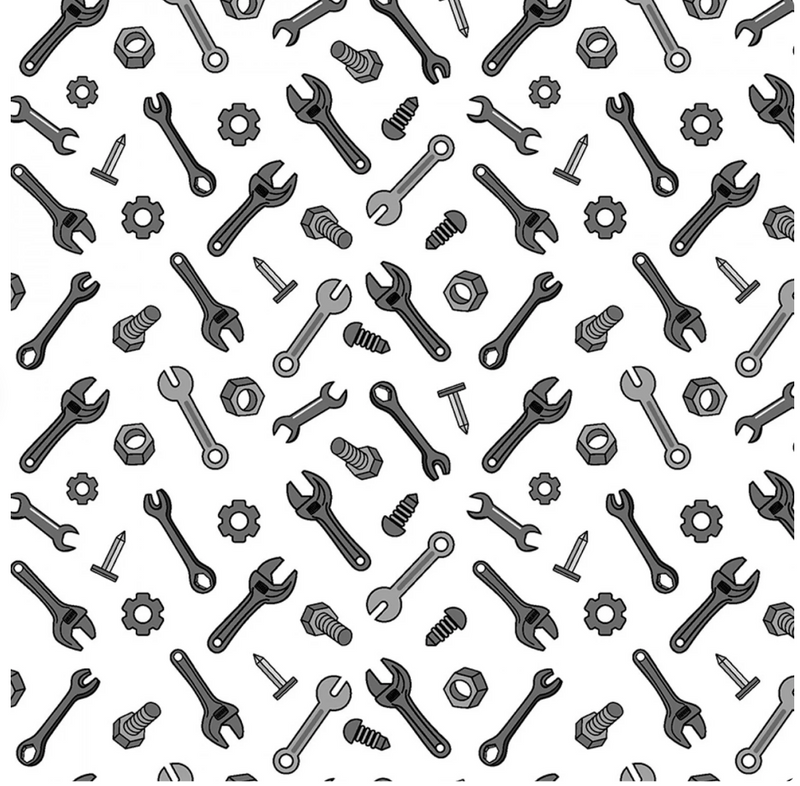 Construction Crew by Benartex - Tossed Tools Glow White 19996GL-09
