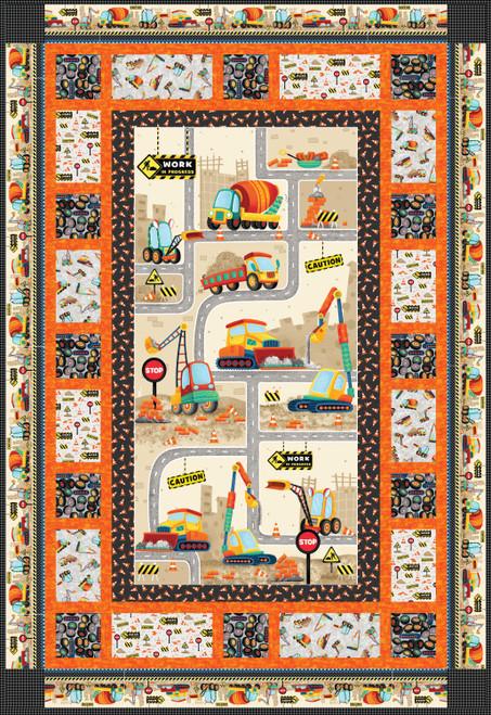 Construction Zone SAMPLE - Pieced Top 43" x 63" (incl binding)