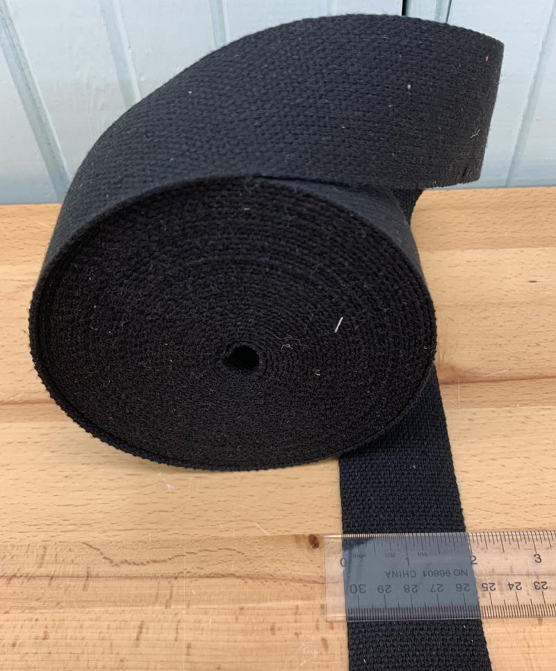 Cotton Webbing 50mm -  Black (sold by metre)