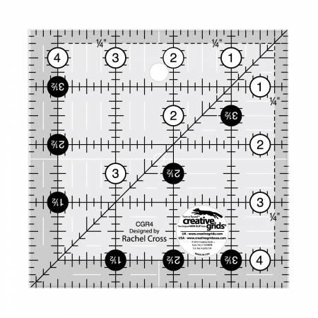 Creative Grids 4.5" x 4.5" Hand Non Slip RULER - CGR4