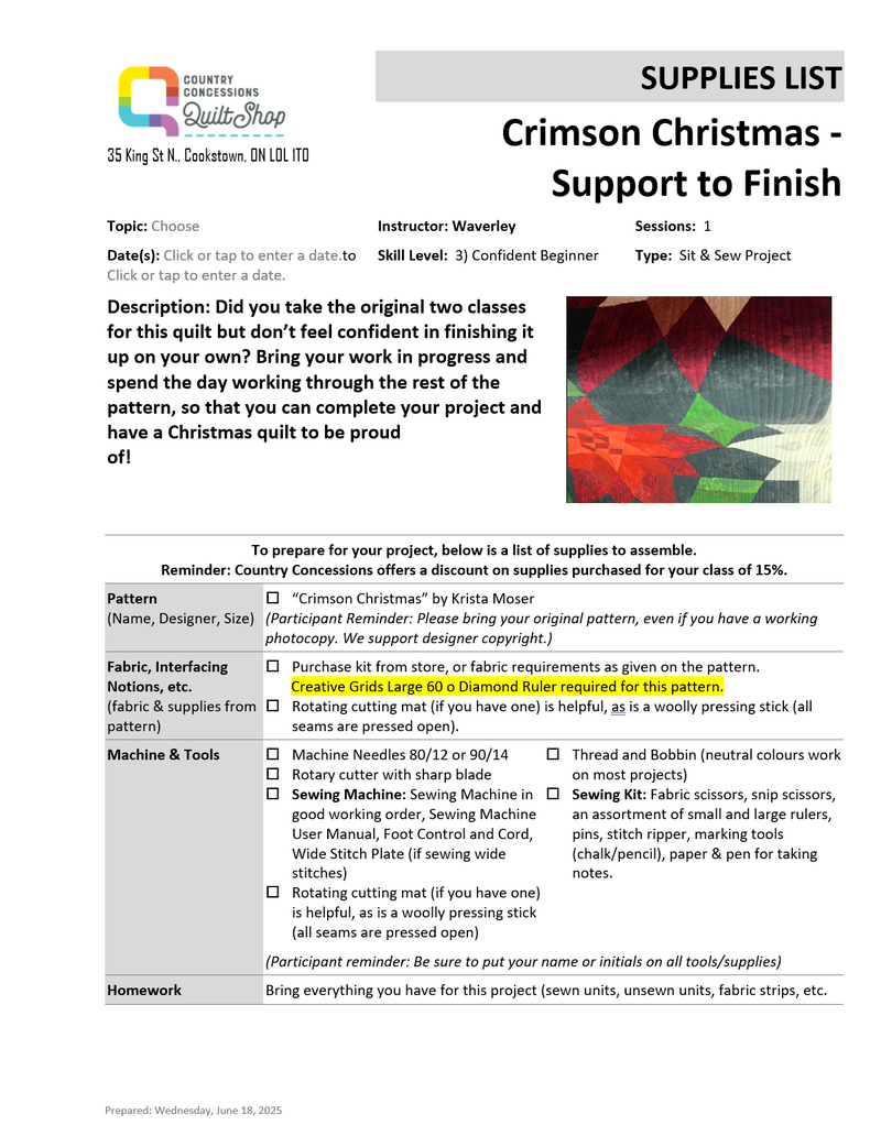 Crimson Christmas- Support to Finish  (November 15, 2025)