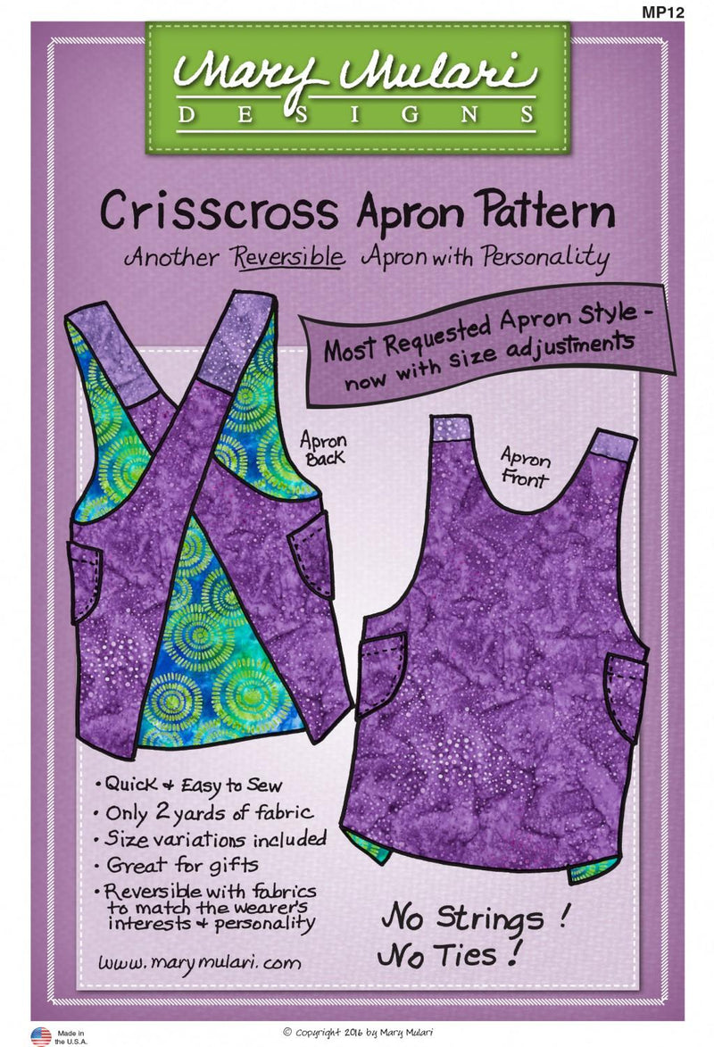 Crisscross Apron PATTERN by Mary Mulari Designs (multi sizes) MP12