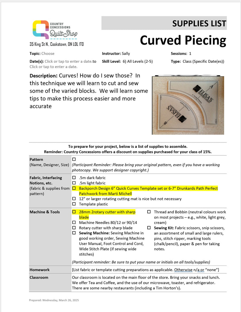 Curved Piecing (October 29, 2025)