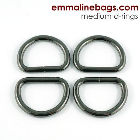 D-Rings 1" by Emmaline Bags - 4PACK Gunmetal - EBDRG-25-GM