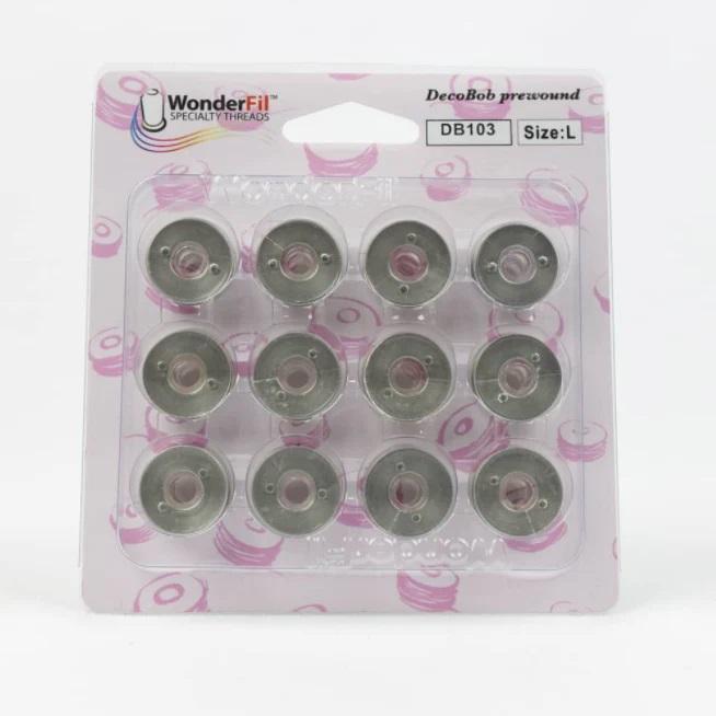 DecoBob Prewound Bobbins Size L 80wt Grey (12 bobbins) DB103