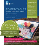 EQ Printables Sewable Inkjet Fabric Sheets - 8.5" x 11" - Pkg of 25
