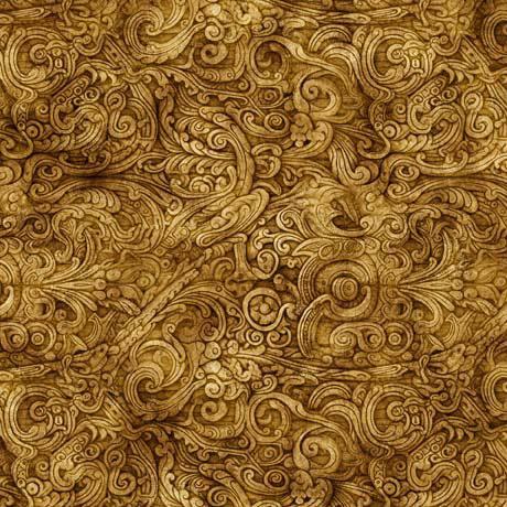 Enchanted Forest by QT Fabrics - Filigree Blender Gold 2600-30471-S