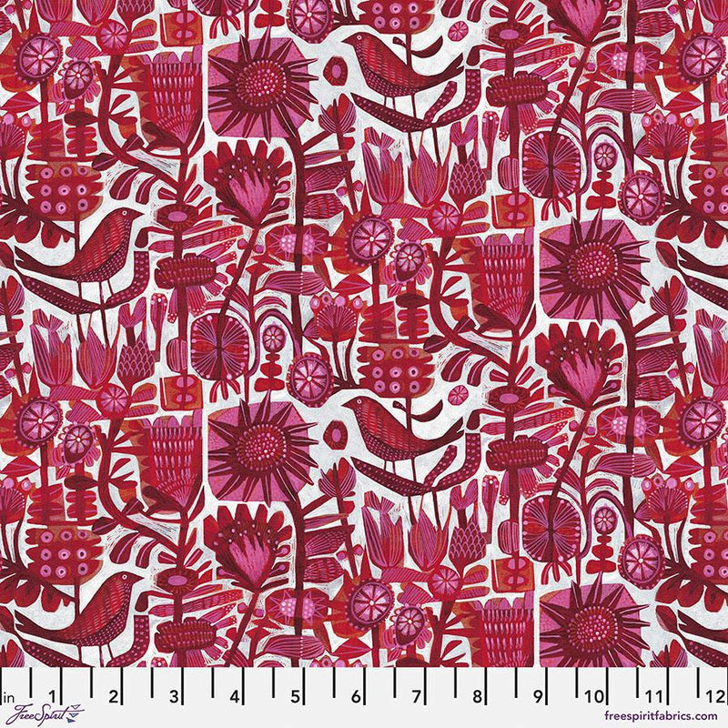 Find the Birds by Freespirit - Raspberry Rouge PWES004.RED