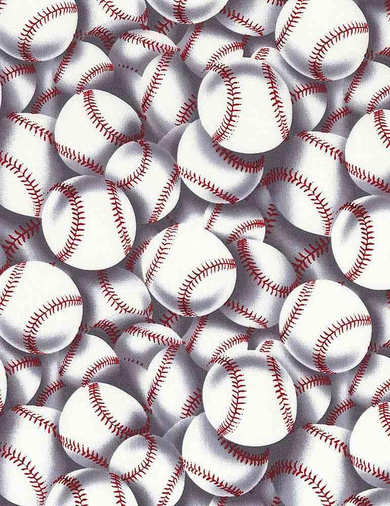 Fitness Fanatic - Packed Baseballs - Timeless Treasures - SPORT-CD2159 White