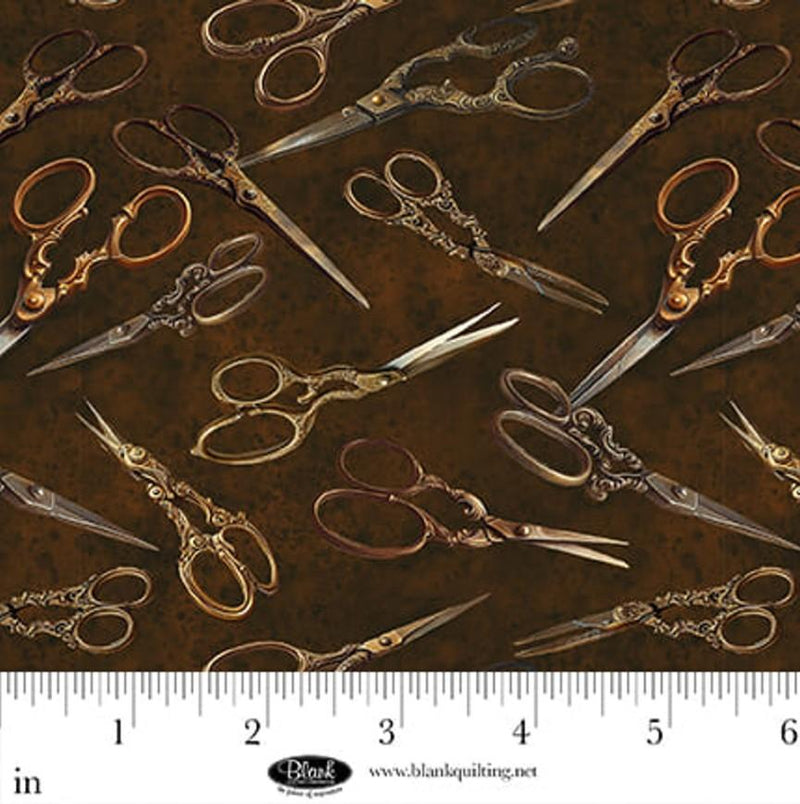 Forget Me Not - Blank Quilting - Brown Scissors 4279-39