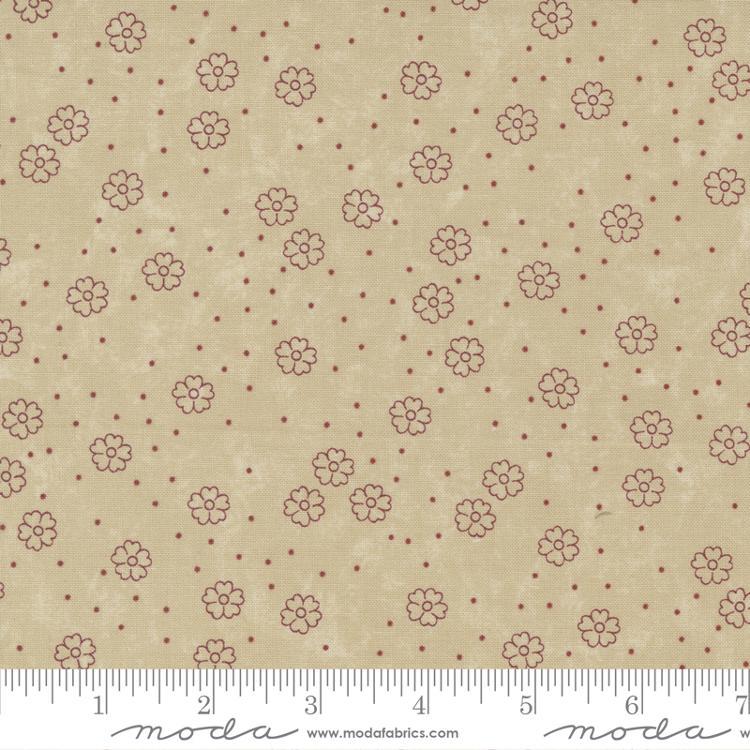 Freedom Road by Moda - Moon Flower Reproduction Tan Red 9693-21